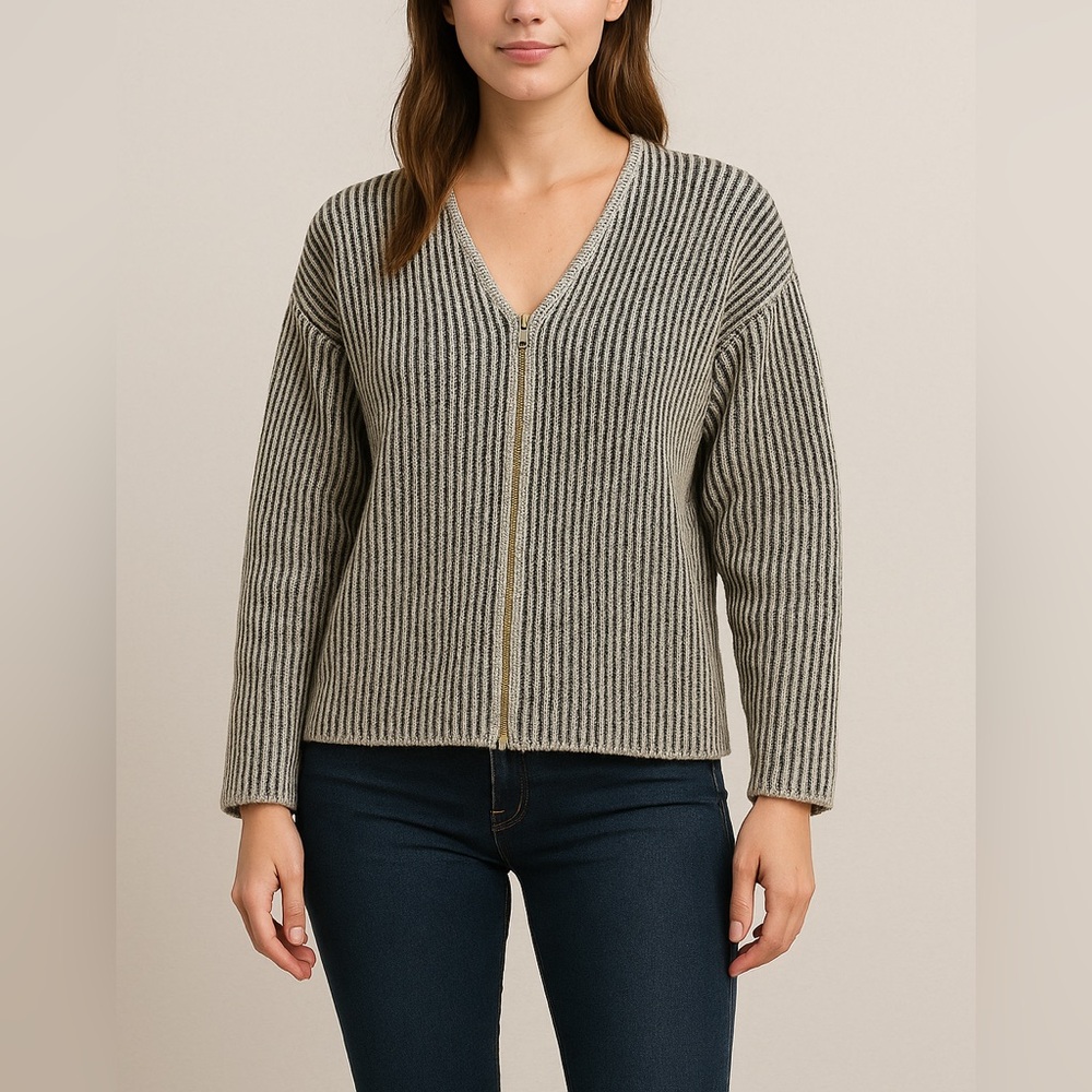 Jessica McClintock XL Zip Up Chunky Knit Oversized Cardigan Sweater